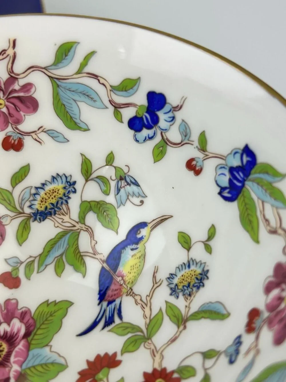 Aynsley Millennium Limited Edition Cobalt Bird Floral Teacup Saucer Set England
